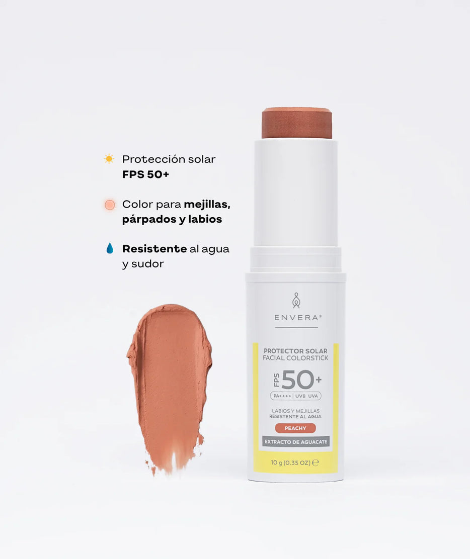 Protector Solar en barra con color (Peachy, Iluminador y Contorneador) FPS 50+ UVA/UVB, PA++++
