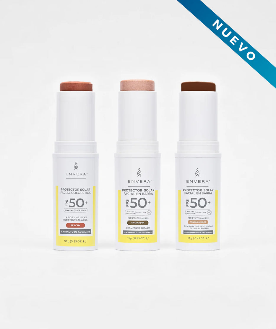 Protector Solar en barra con color (Peachy, Iluminador y Contorneador) FPS 50+ UVA/UVB, PA++++