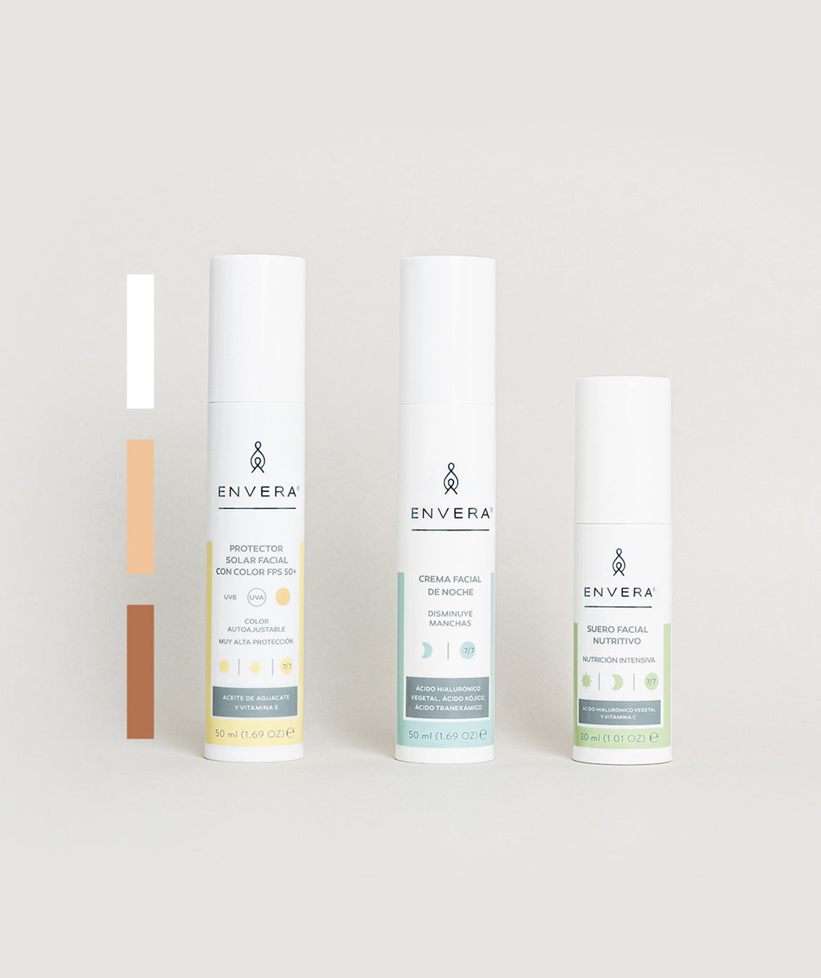 Crema Protectora Solar, Sueros Faciales y Crema de Noche | Envera
