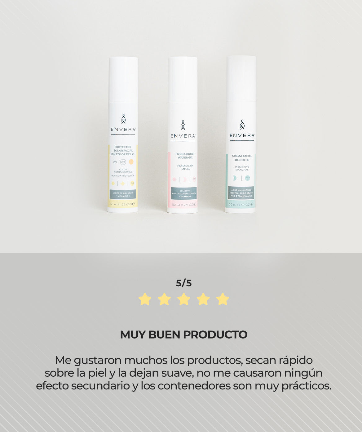 Crema Protectora Solar, Sueros Faciales y Crema de Noche | Envera