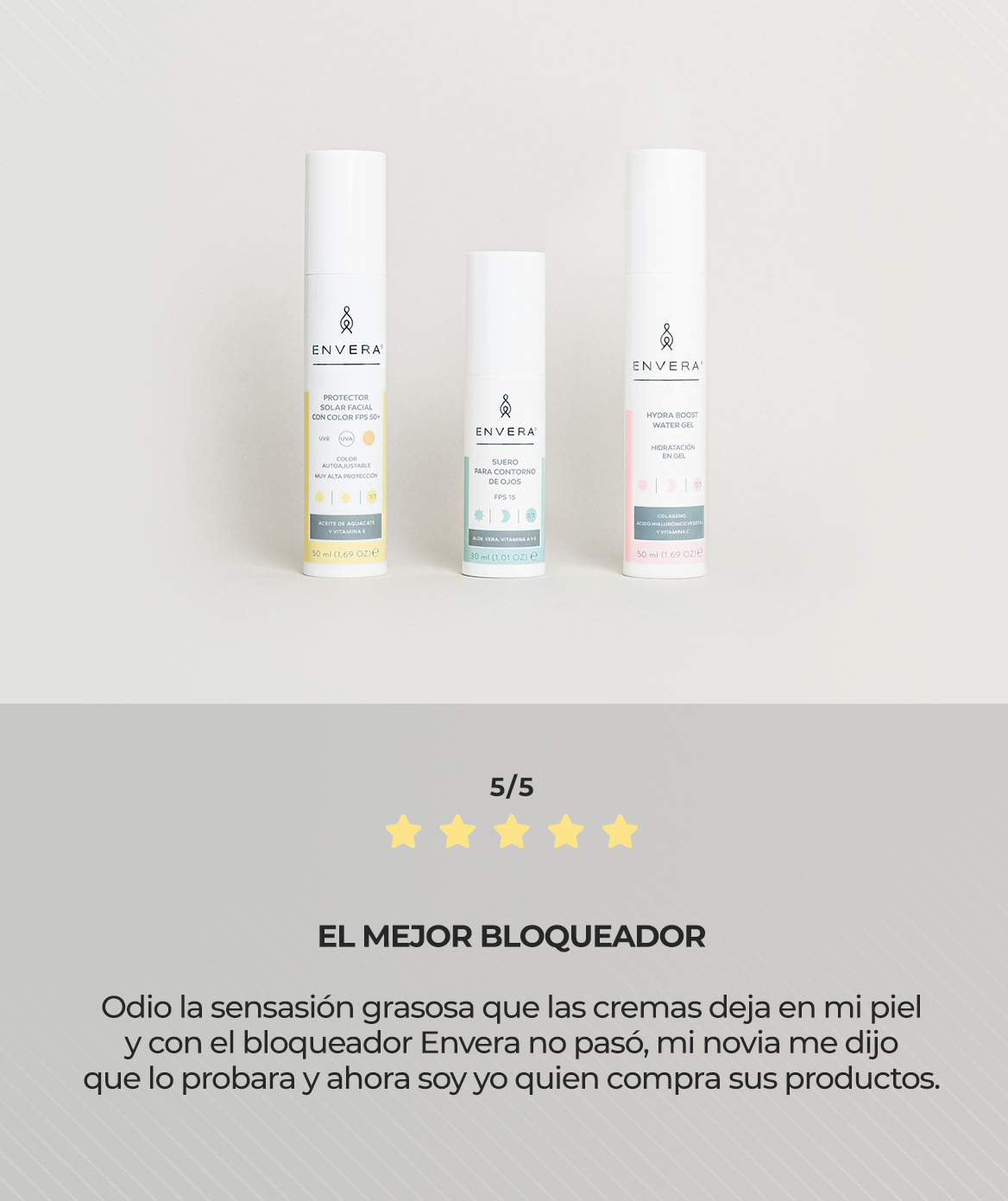 Crema Protectora Solar, Sueros Faciales y Crema de Noche | Envera